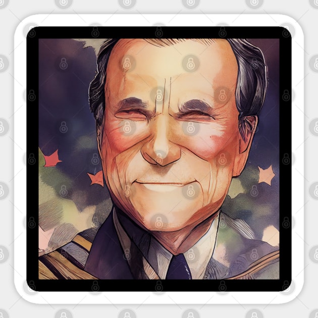 George H. W. Bush | President Portrait | Comics style Sticker by Classical